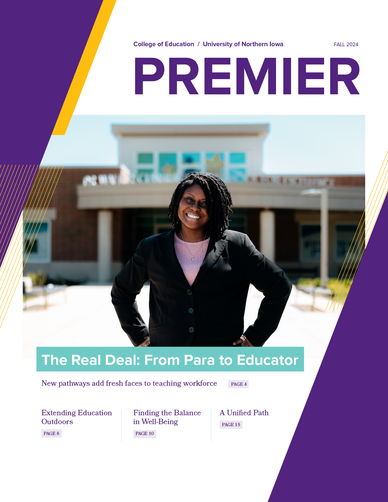 Cover of Premier magazine featuring student 