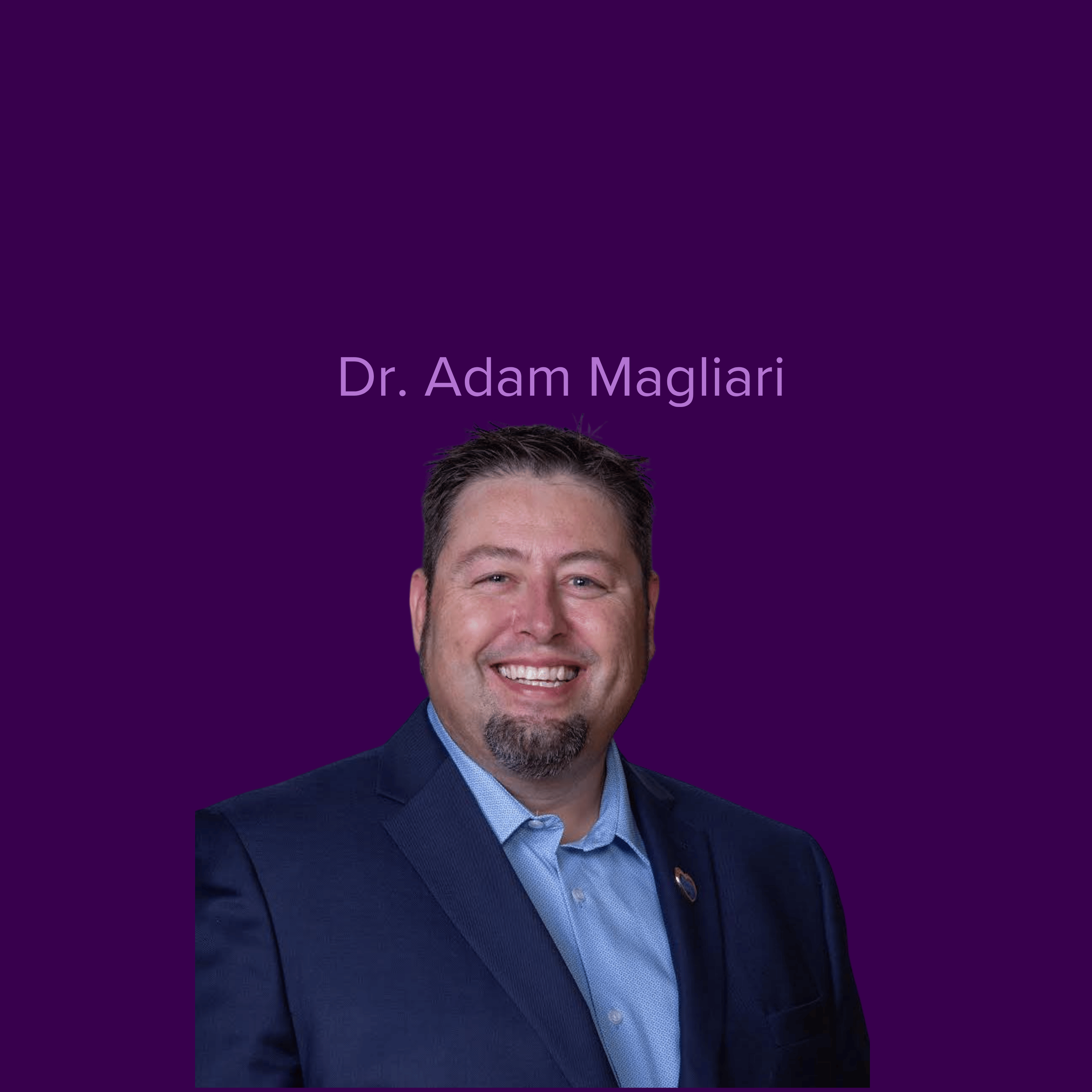 Image of Adam Magliari smiling and wearing wearing a blue jacket 