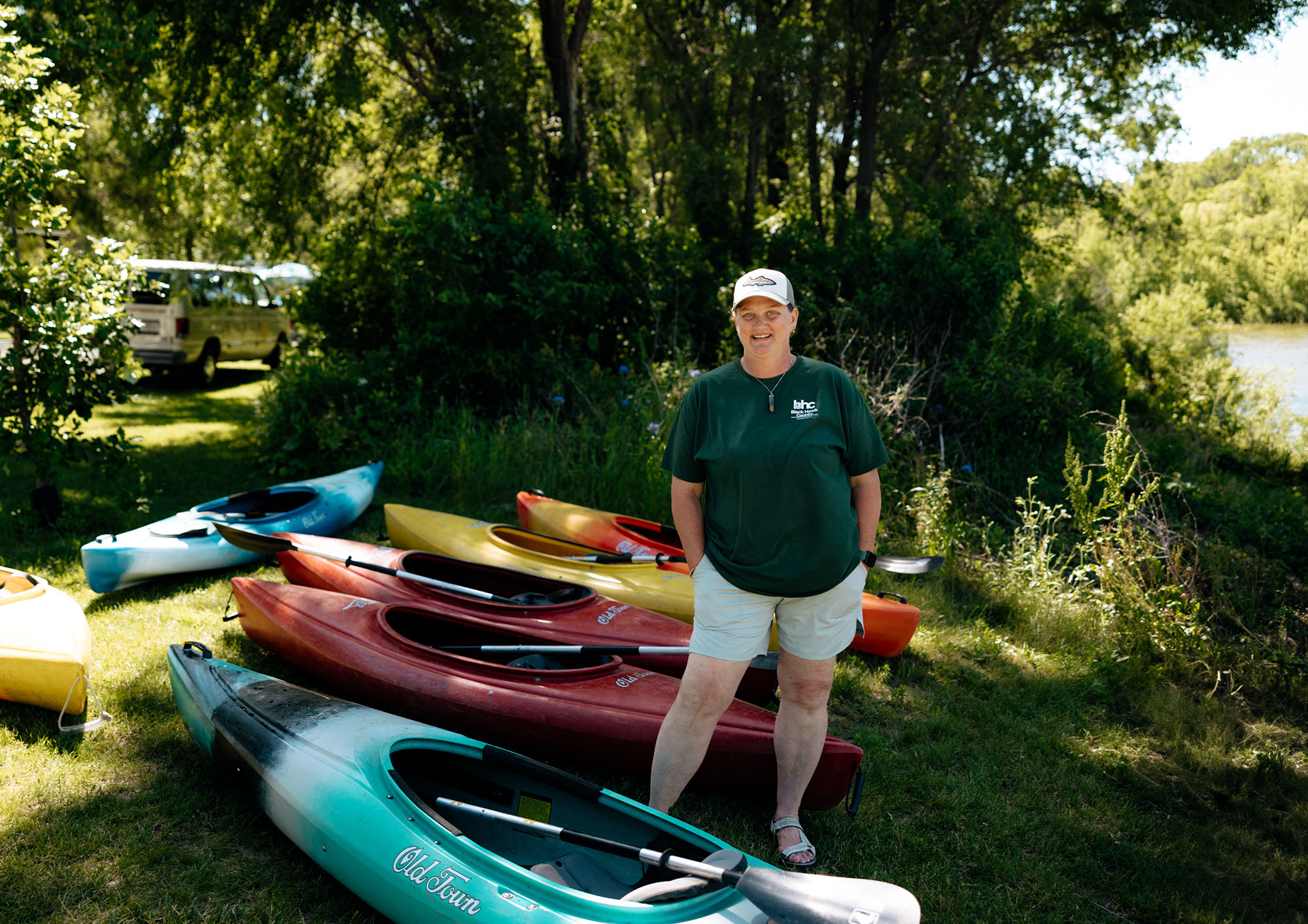 Amy Davison with Kayaks at Big Woods Lake
