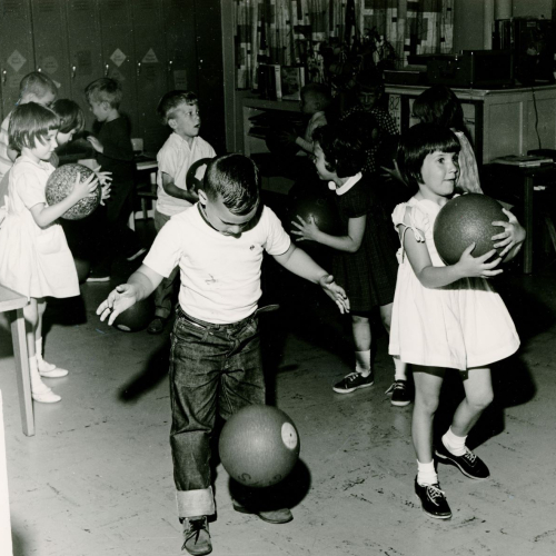 Students in a physical education classroom 